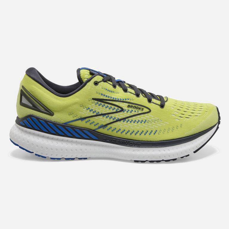 Brooks Glycerin Gts 19 Mens Max Cushion Road Running Shoes - Yellow/ Navy/ Blue - Philippines (07213